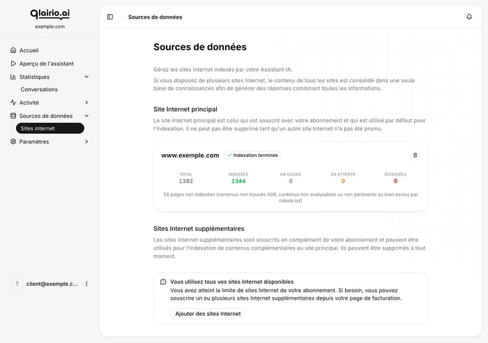 Écran de configuration de l'agent Qlairio.ai